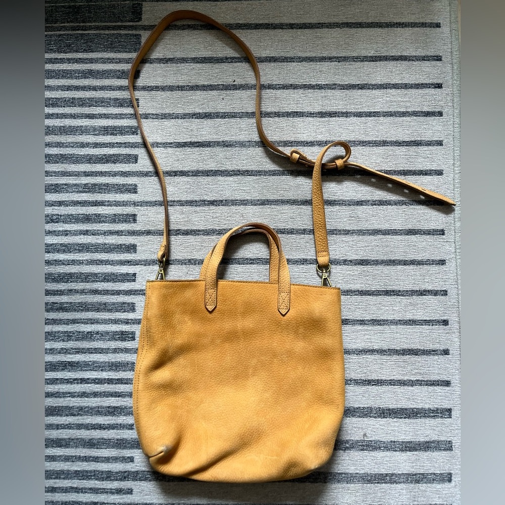 Madewell Yellow Nubuck LeatherZip-Top Crossbody Bag